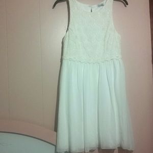 White Lace Chiffon Dress